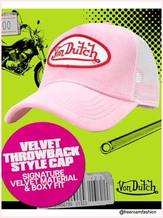 Von Dutch Unisex Velvet Trucker Hat with Curved Brim and Adjustable Snapback main image 4